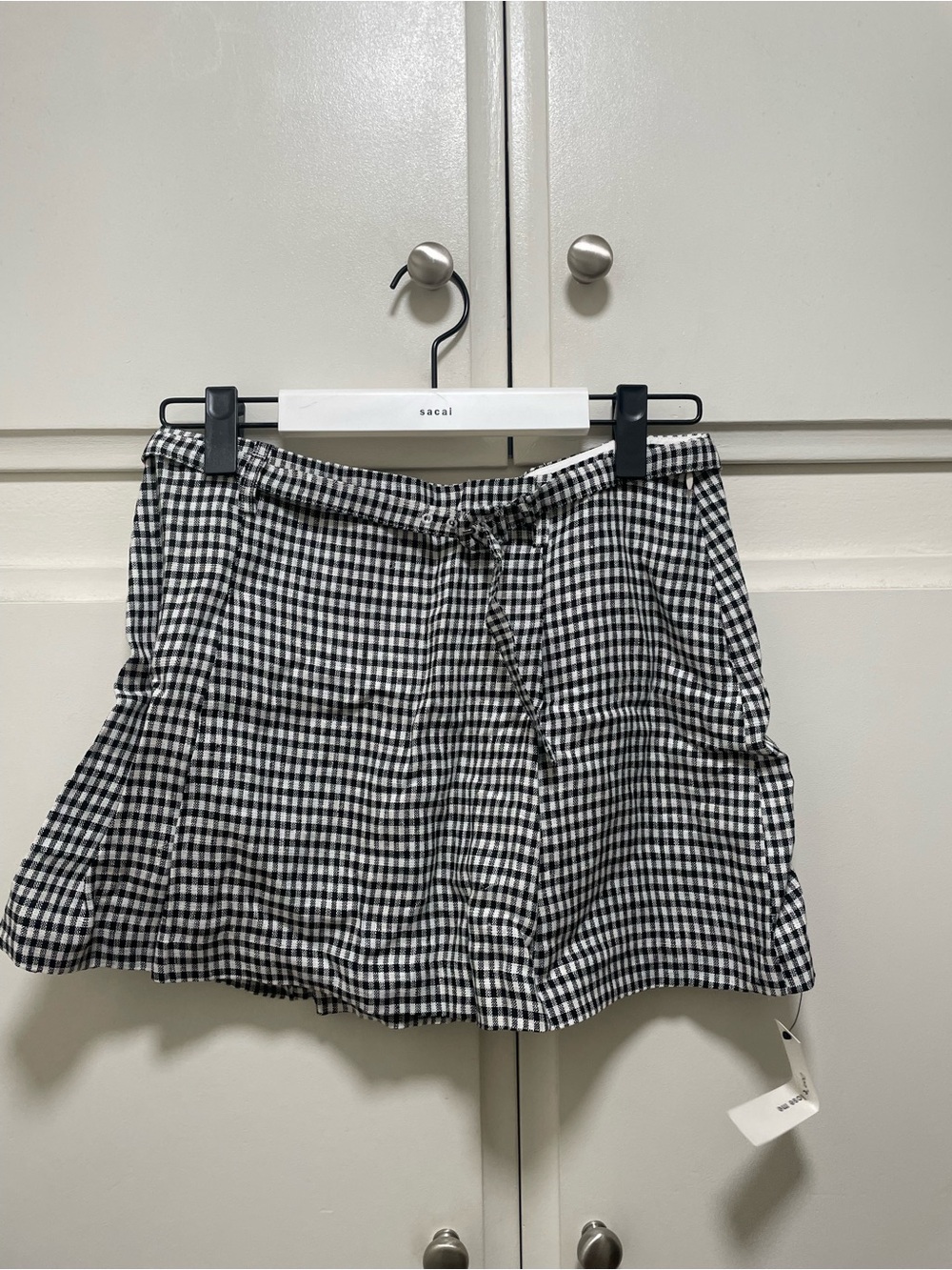 Reformation Black and White Gingham Mini Skirt